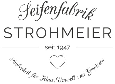 Logo der Seifenfabrik Strohmeier - seit 1947 - Sauberkeit für Haus, Umwelt und Gewissen.